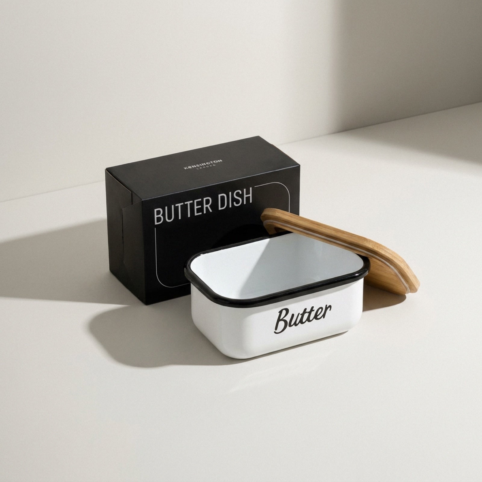 Metal Butter Dish with Bamboo Lid — second angle, Kensington London