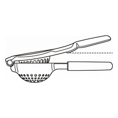 Line drawing of the squeezer with one handle bent out of its straight line