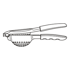 Line drawing of the squeezer with the hinge pin standing proud of its knuckle